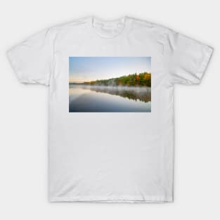 Scenic Early morning landscape fog just above the water level T-Shirt